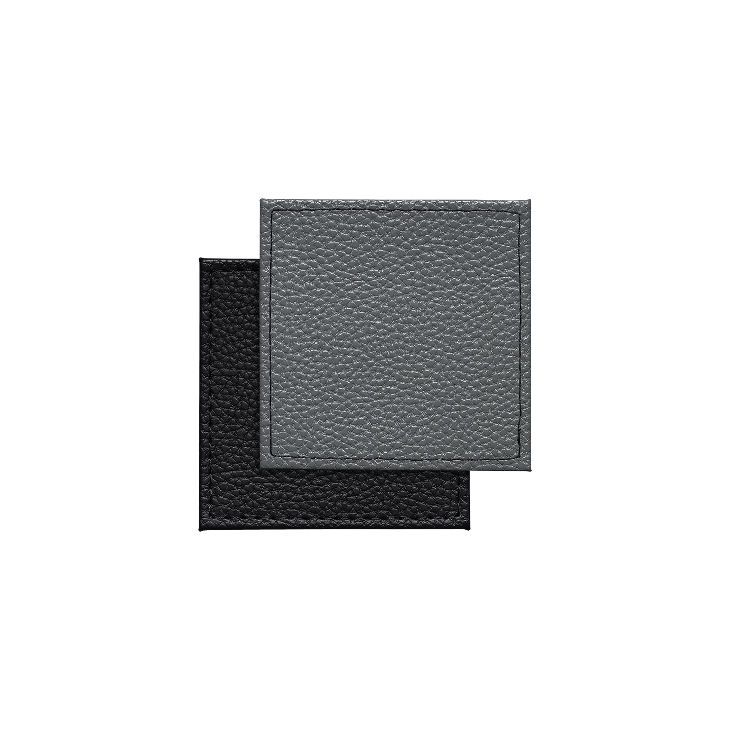 Black Grey Reversable Faux Leather Coasters - Set Of 4