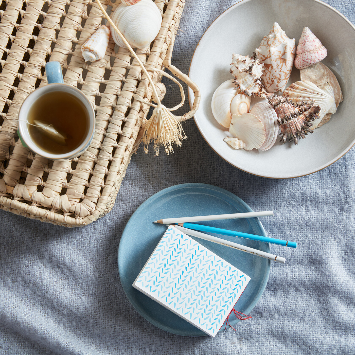 Elements Blue Coupe Medium Plates - Set Of 4