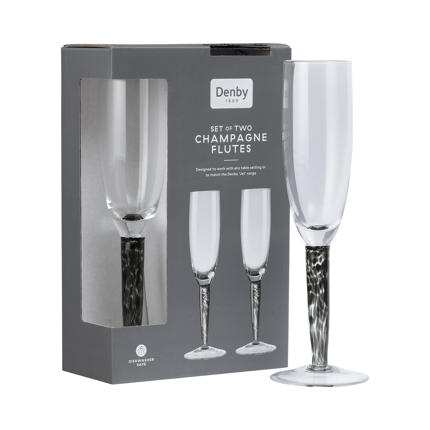 Classic Black Champagne Flutes - Set Of 2