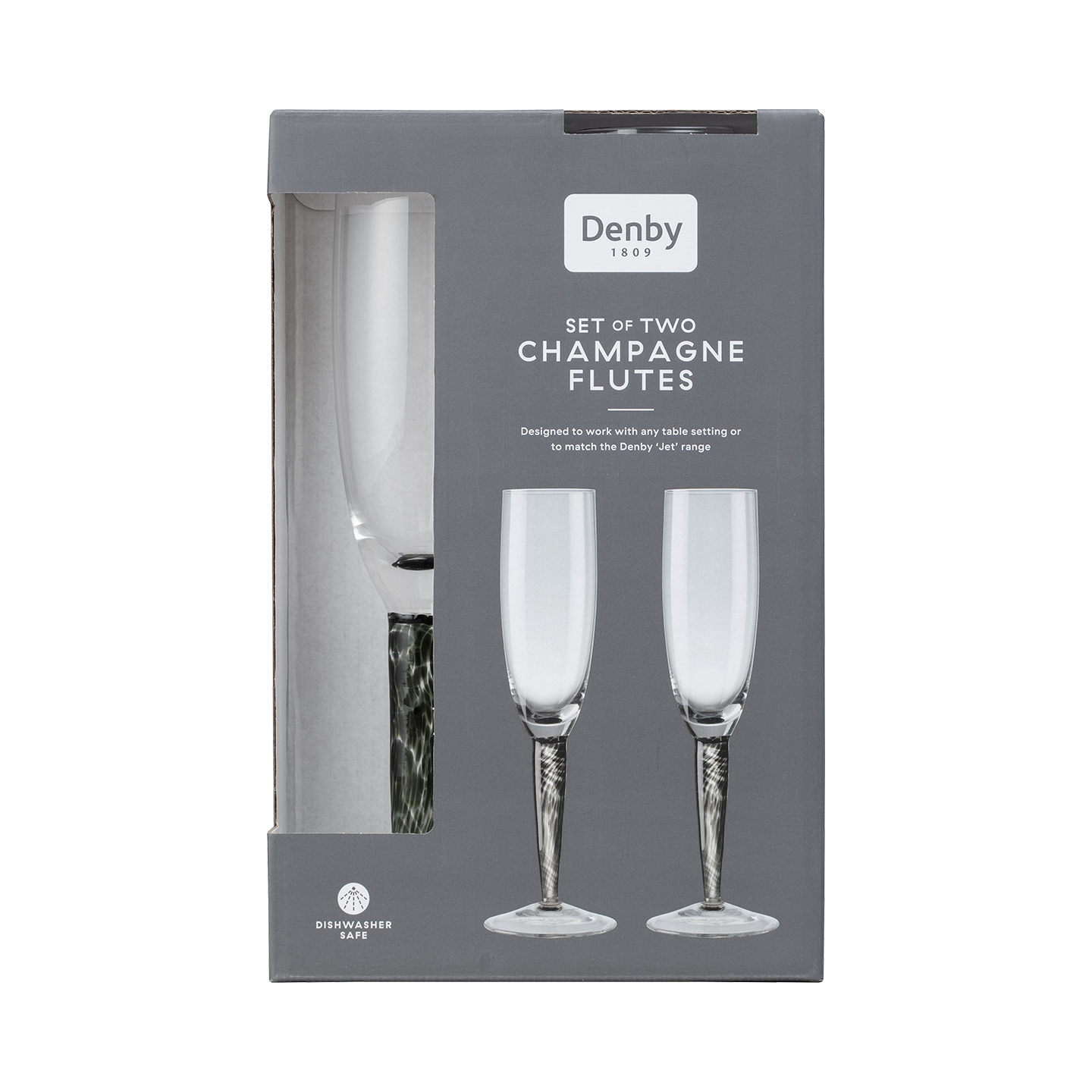 Classic Black Champagne Flutes - Set Of 2