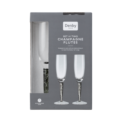 Classic Black Champagne Flutes - Set Of 2