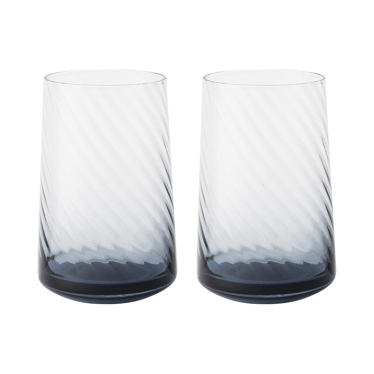 Contemporary Fluted Blue Large Tumblers - Set Of 2