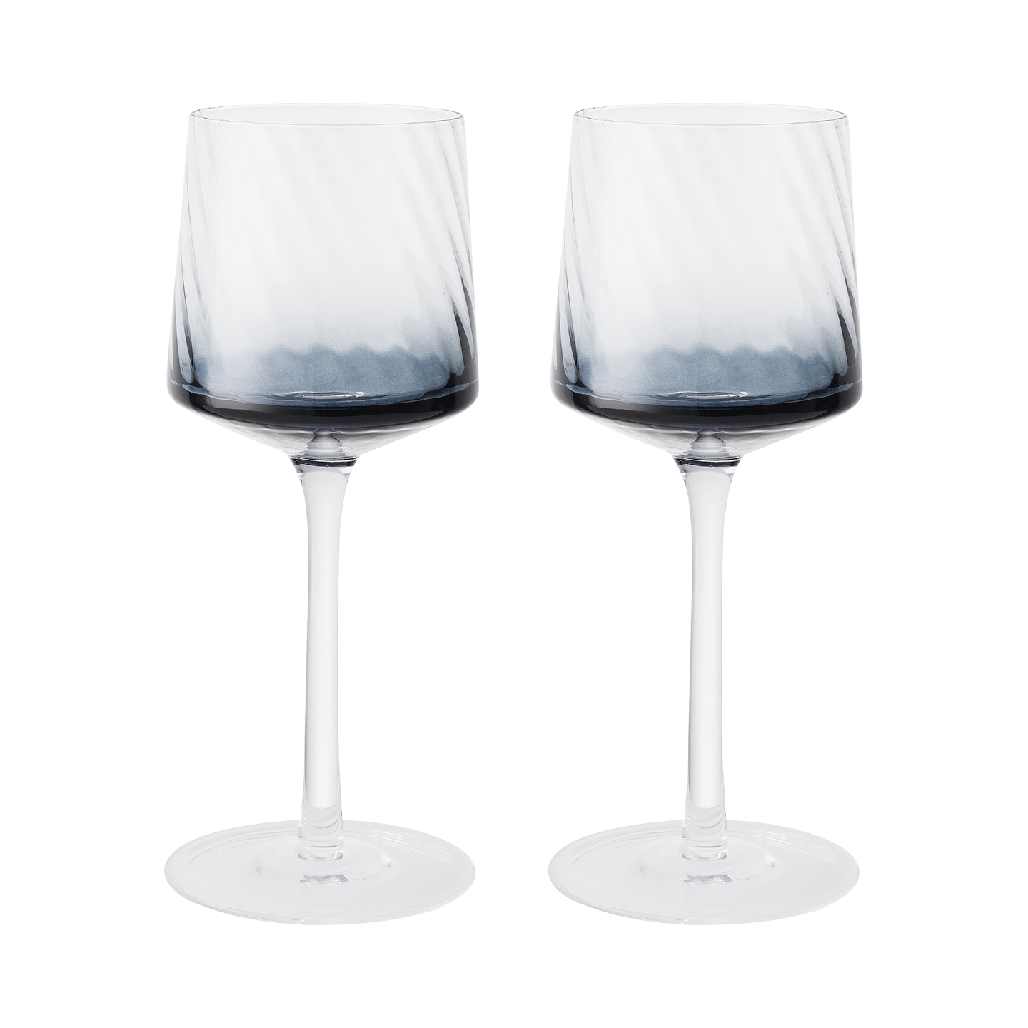 Contemporary Fluted Blue Wine Glass - Set Of 2