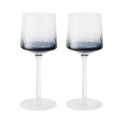 Contemporary Fluted Blue Wine Glass - Set Of 2