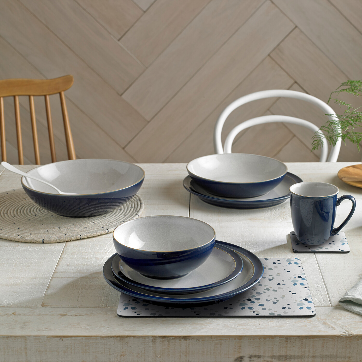 Elements Dark Blue Coffee Beakers/Mugs - Set Of 4