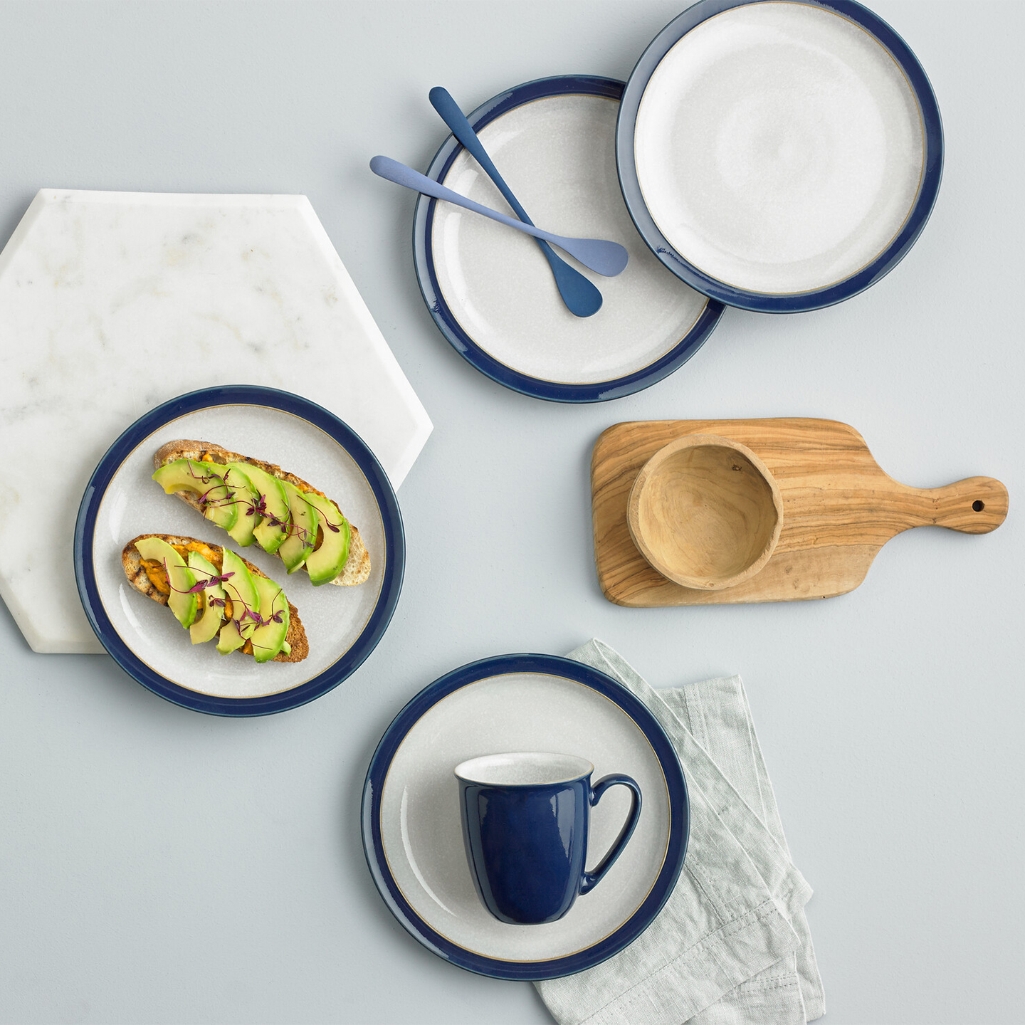 Elements Dark Blue Coffee Beakers/Mugs - Set Of 4