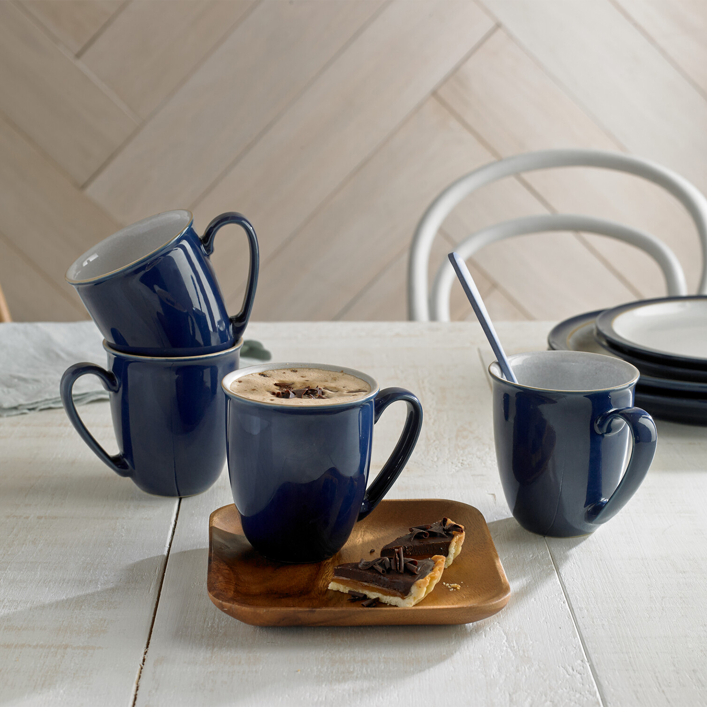 Elements Dark Blue Coffee Beakers/Mugs - Set Of 4