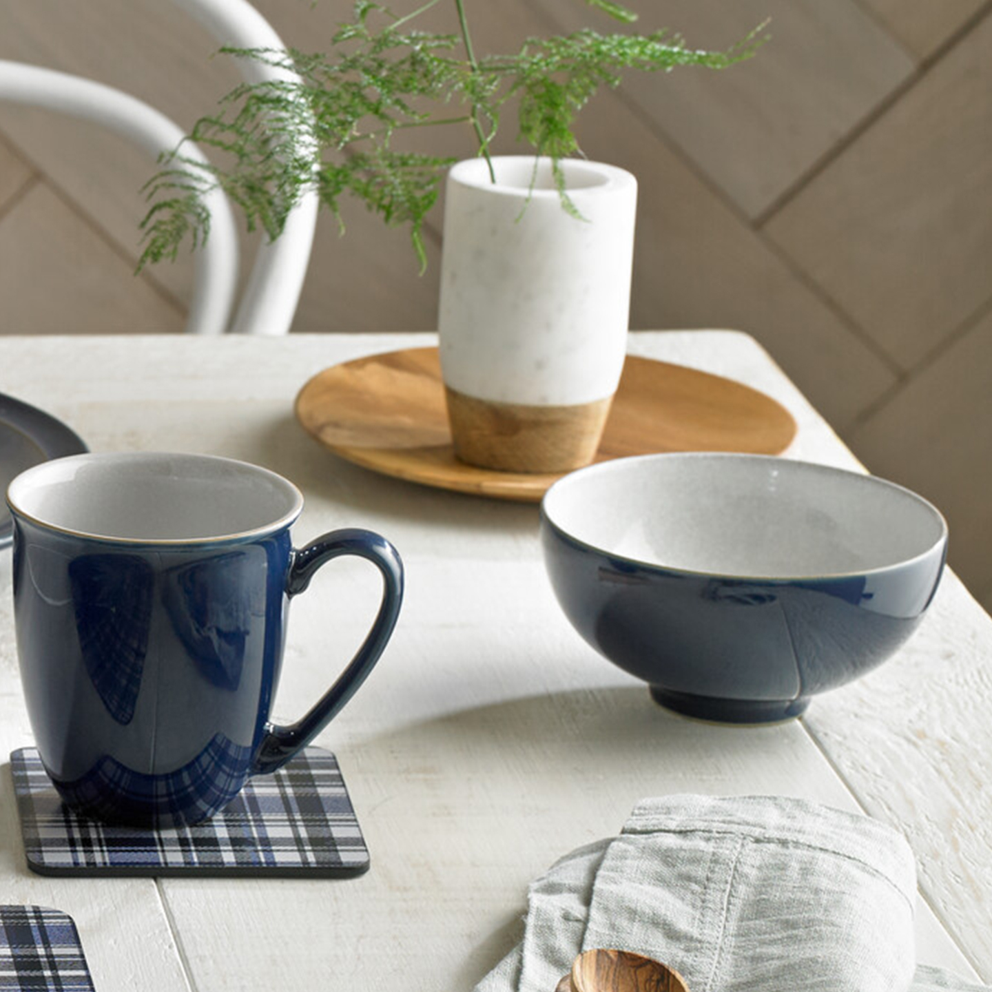 Elements Dark Blue Coffee Beakers/Mugs - Set Of 4