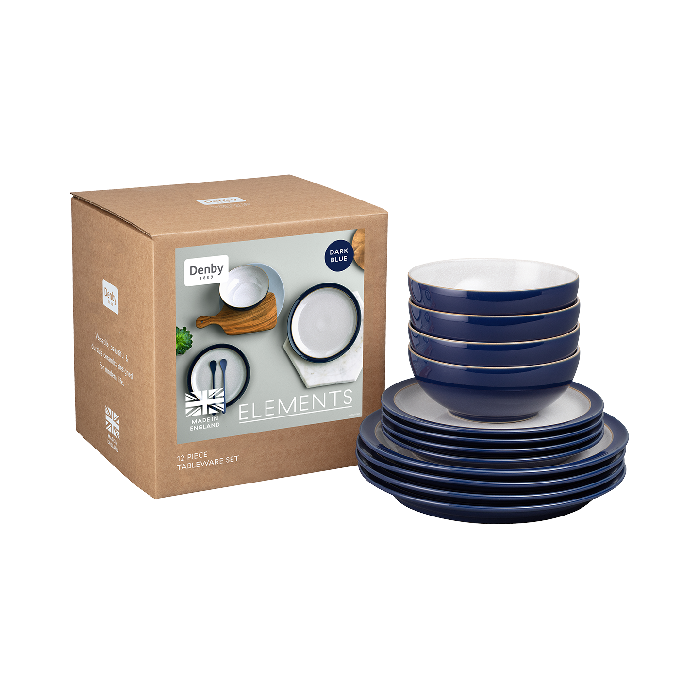 Elements Dark Blue 12 Piece Dinner Set