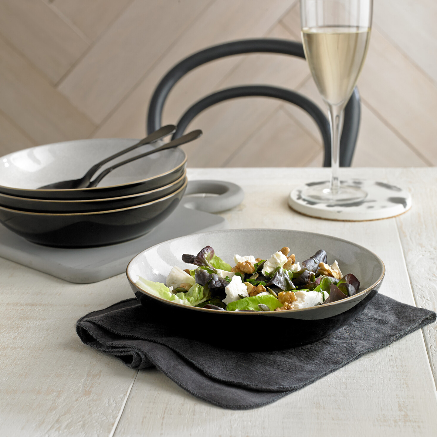 Elements Black Pasta Bowls - Set Of 4