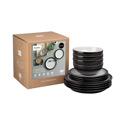 Elements Black 12 Piece Dinner Set