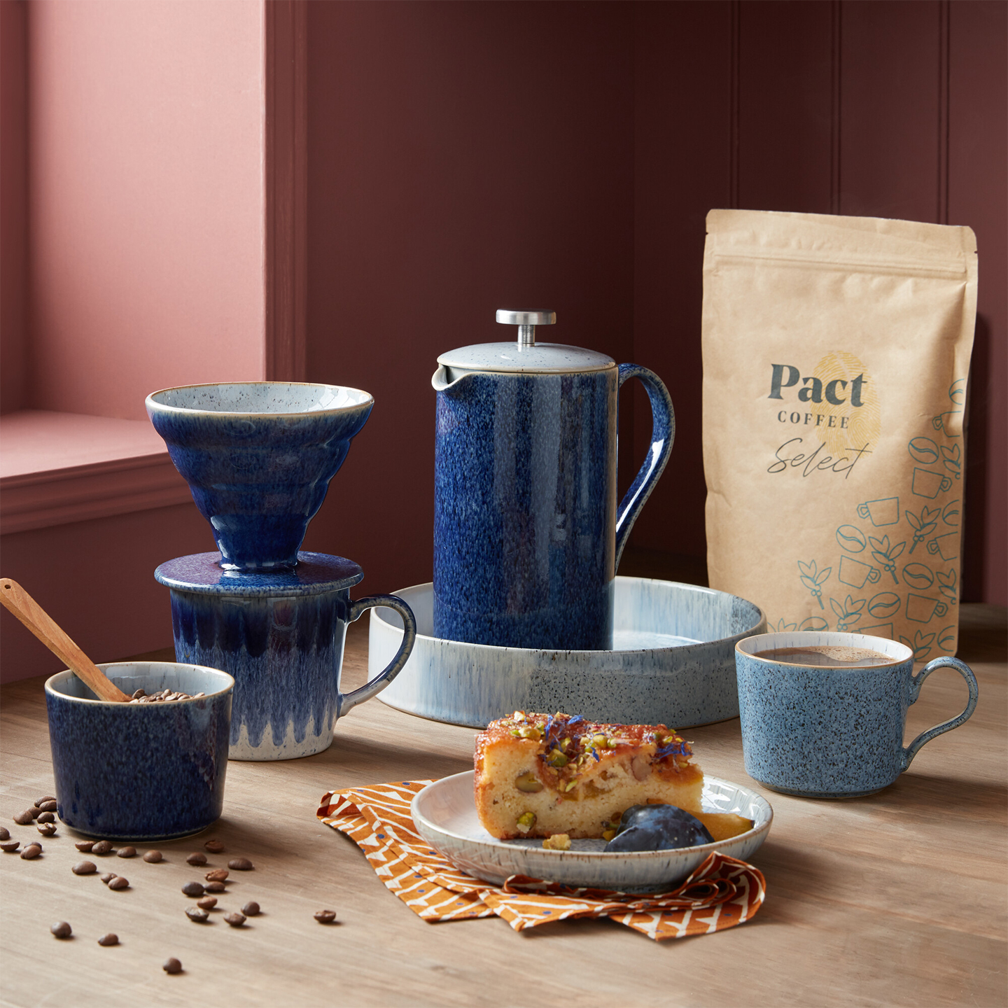 Studio Blue Flint Brew Set Of Two Tea / Coffee Cups (D2c)