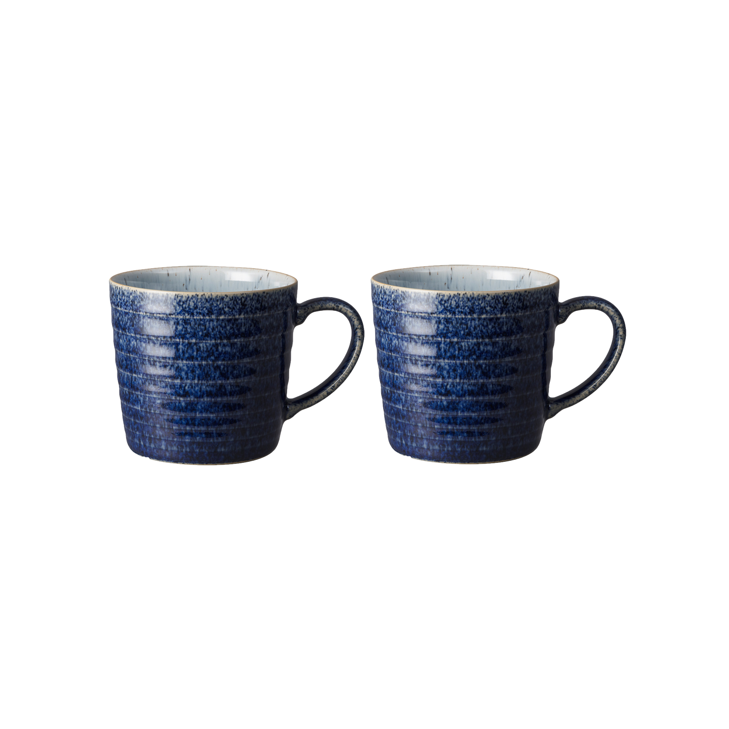 Studio Blue Cobalt/Pebble Ridged Mugs - Set Of 2
