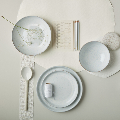 White Speckle Coupe Medium Plates - Set Of 4