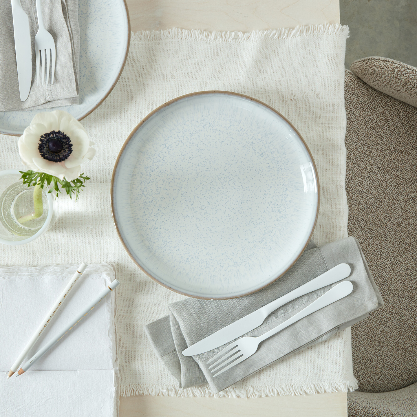 White Speckle Coupe Dinner Plates - Set Of 4