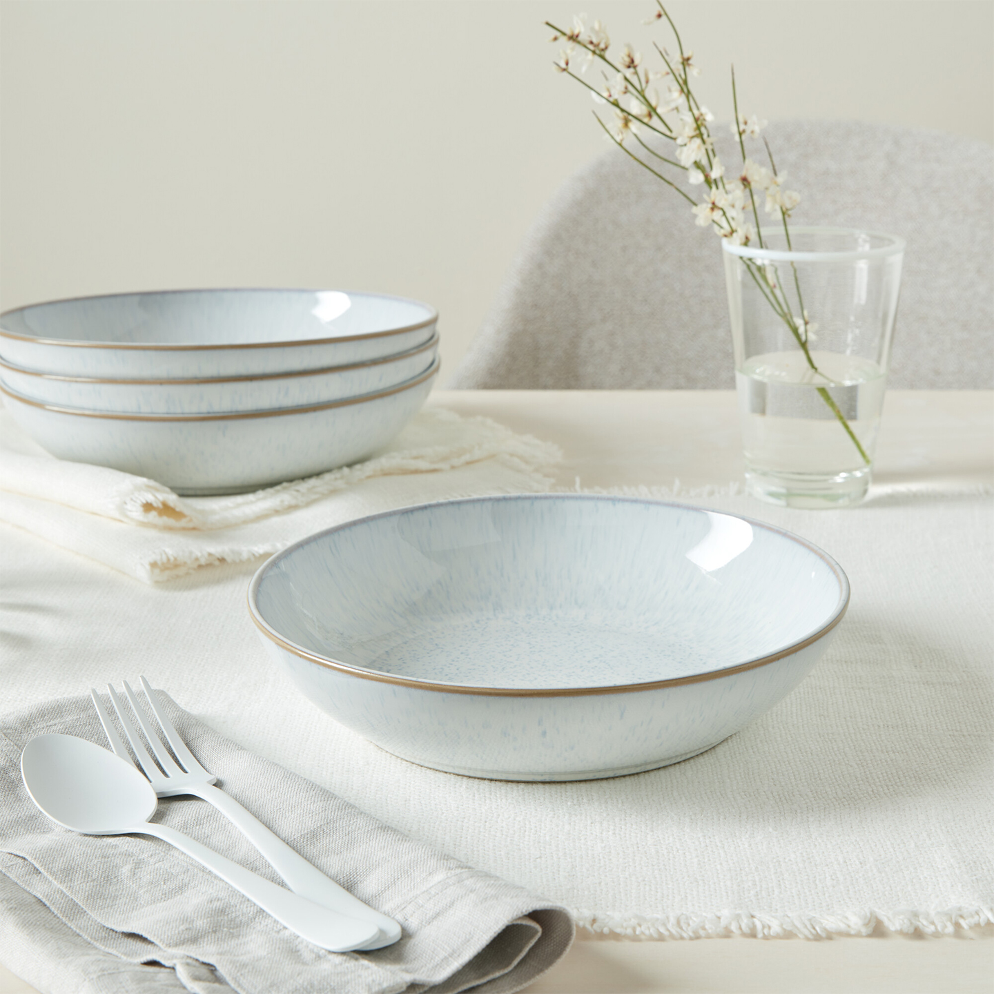 White Speckle Pasta Bowls - Set Of 4