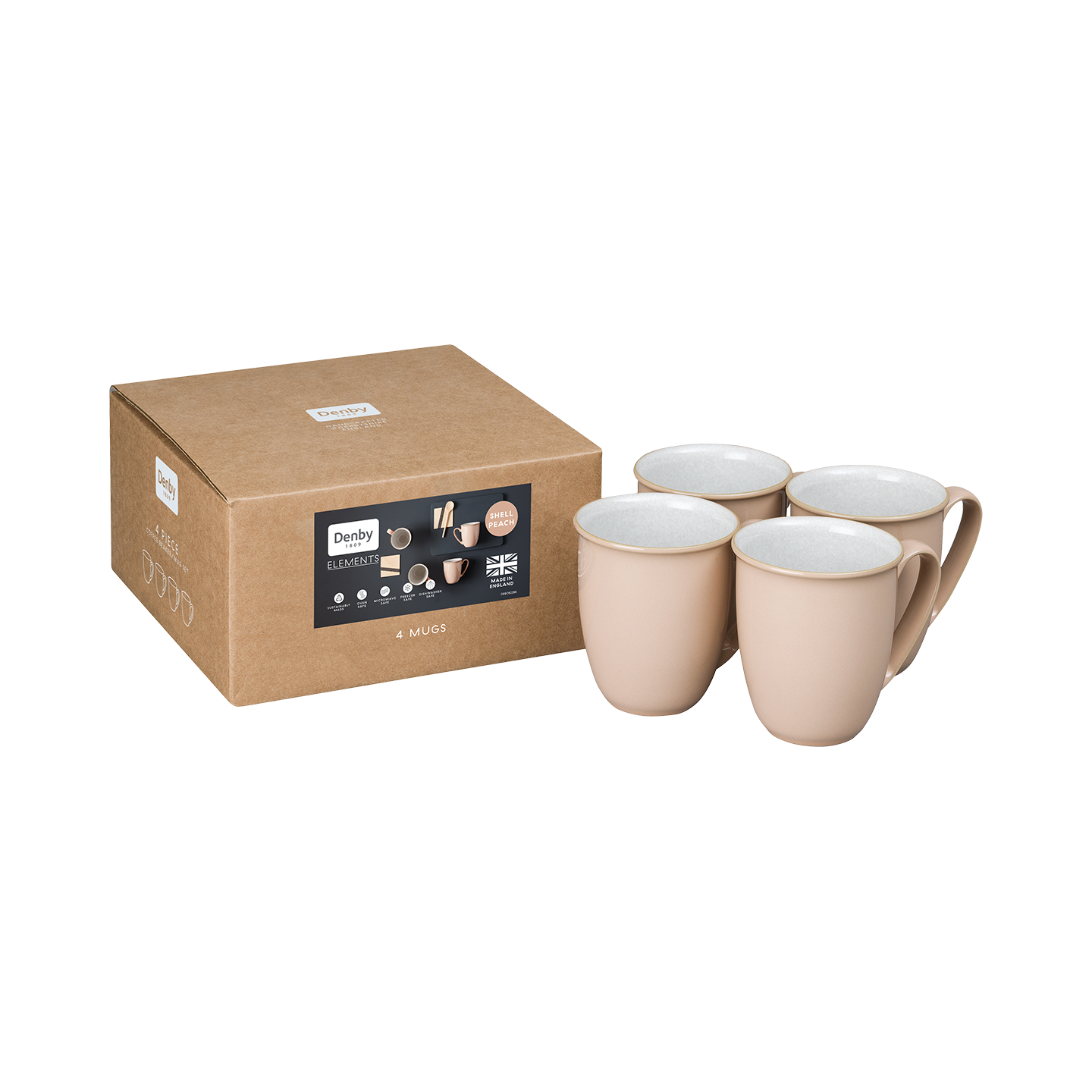 Elements Shell Peach Coffee Beaker/Mugs - Set Of 4