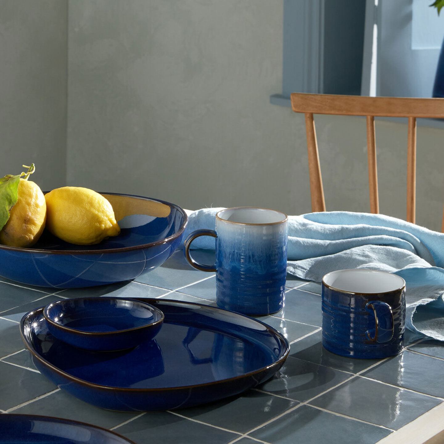 Blue Haze Set Of 2 Ridged Mugs