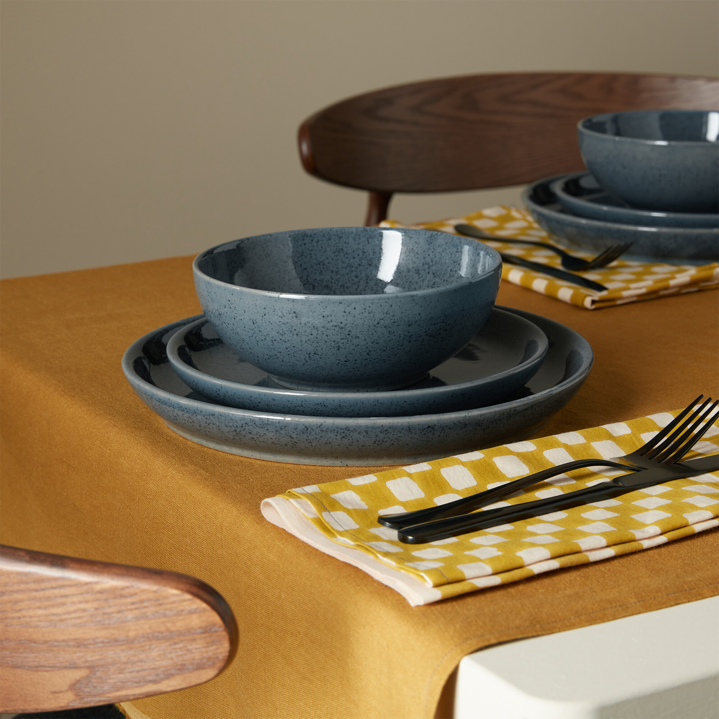 Dark Grey Speckle 12Pc Tableware Set