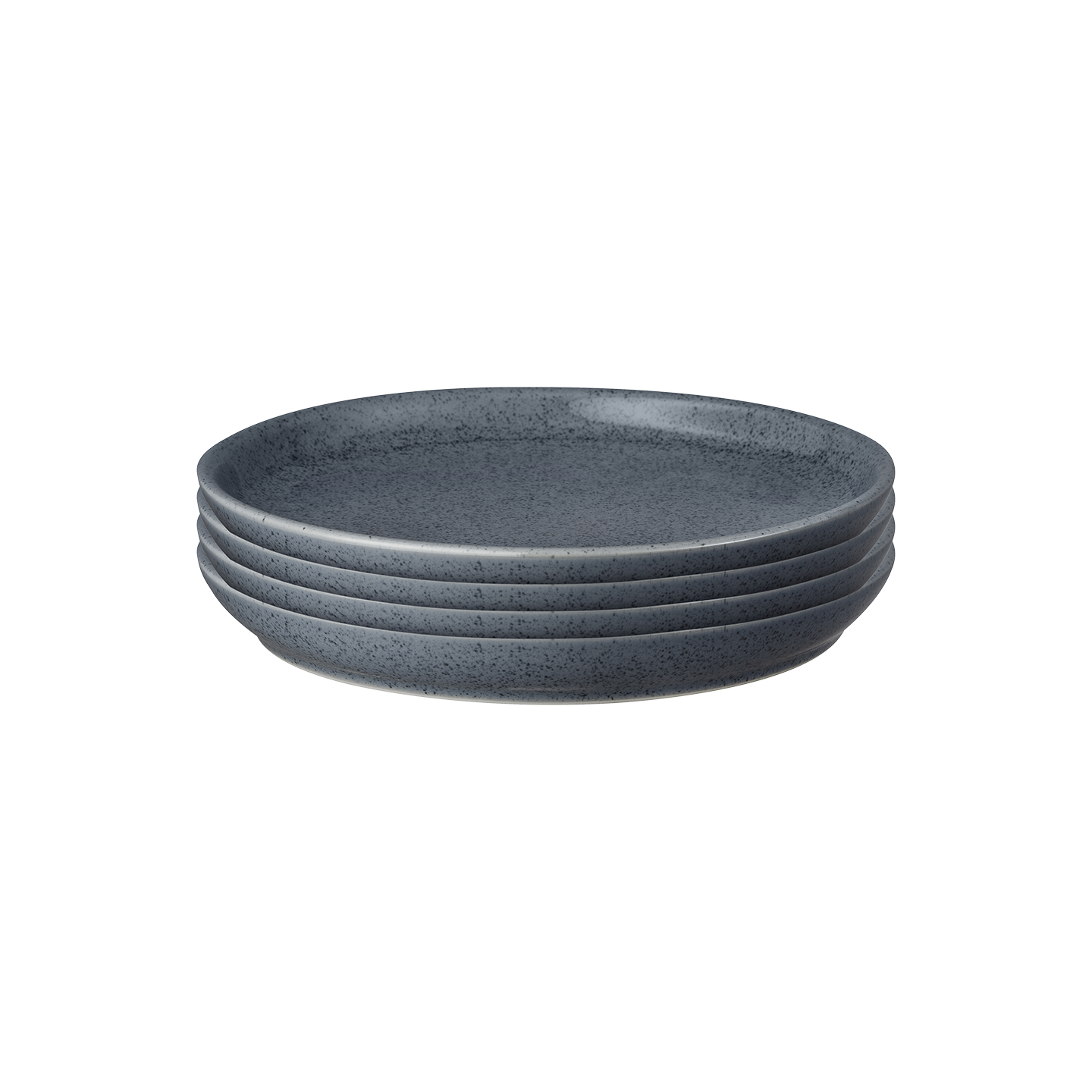 Dark Grey Speckle Coupe Medium Plates - Set Of 4