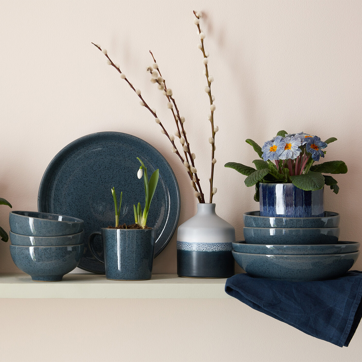 Dark Grey Speckle Coupe Dinner Plates - Set Of 4