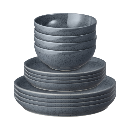 Dark Grey Speckle 12Pc Tableware Set