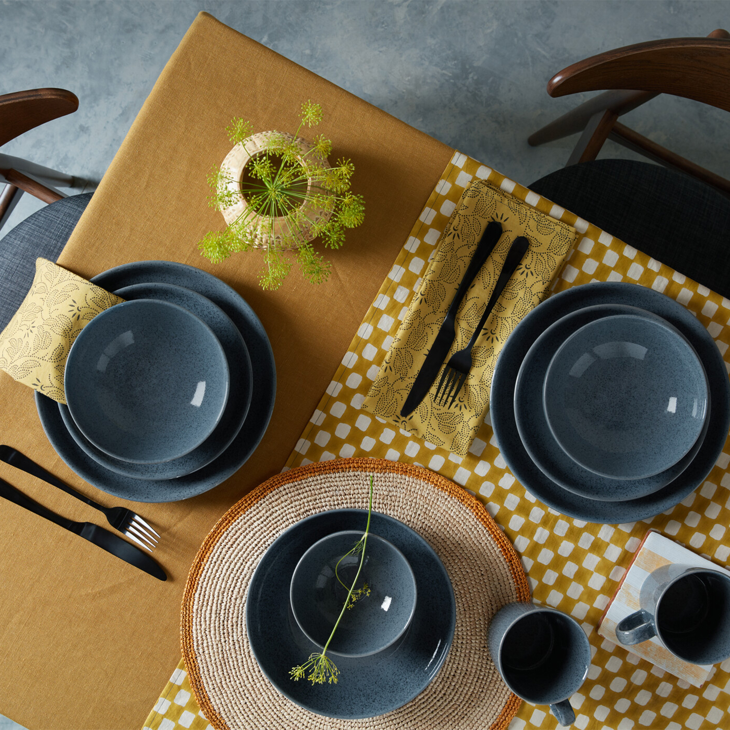 Dark Grey Speckle 12Pc Tableware Set