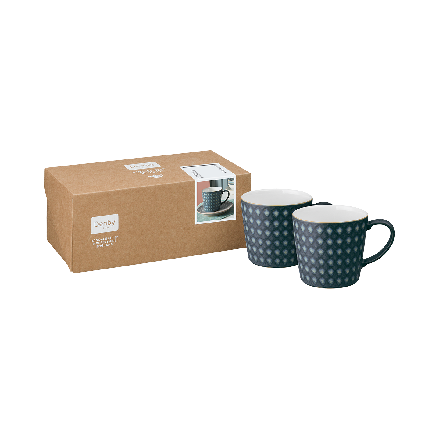 Impression Charcoal Blue Diamond Mugs - Set Of 2