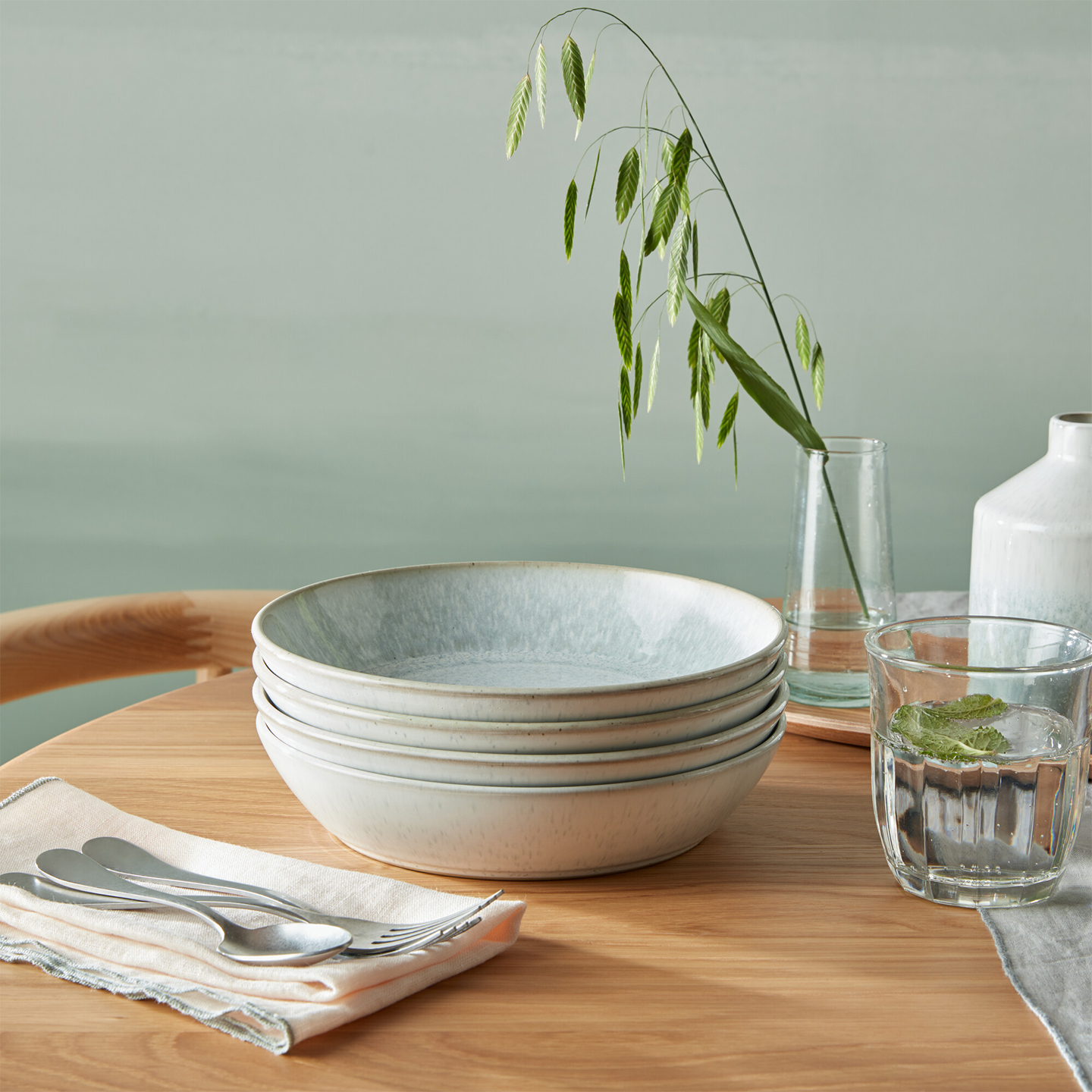 Kiln Green Pasta Bowls - Set Of 4