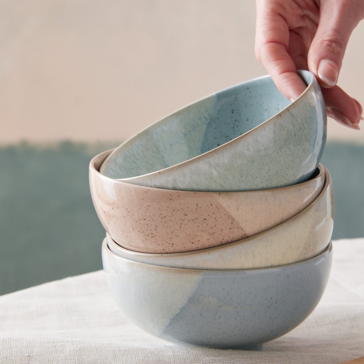 Kiln Pastels Accent Rice Bowl Set of 4