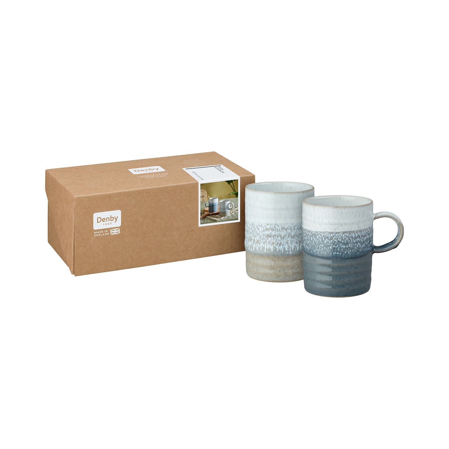 Kiln Accents Ridged Mugs (Taupe & Slate) - Set Of 2