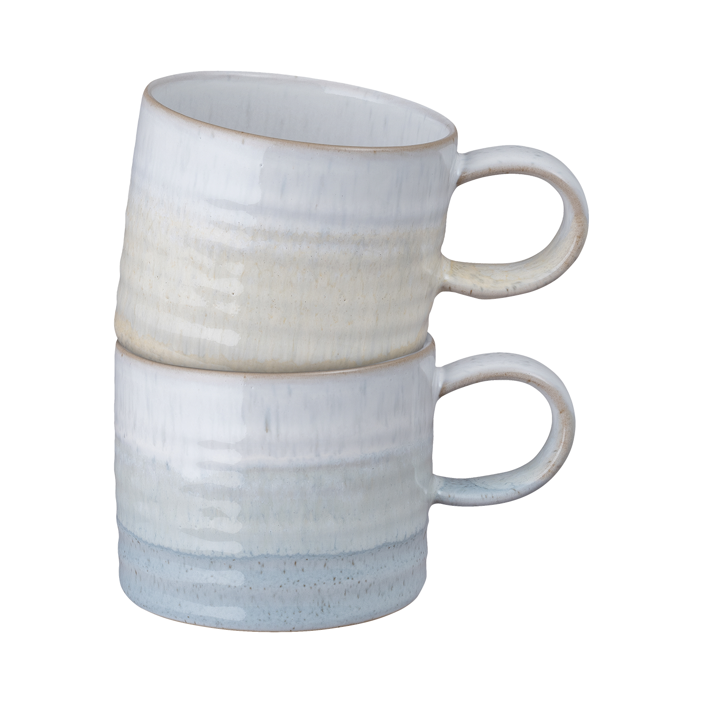 Kiln Lemon And Light Blue Small Ridged Mugs - Set Of 2