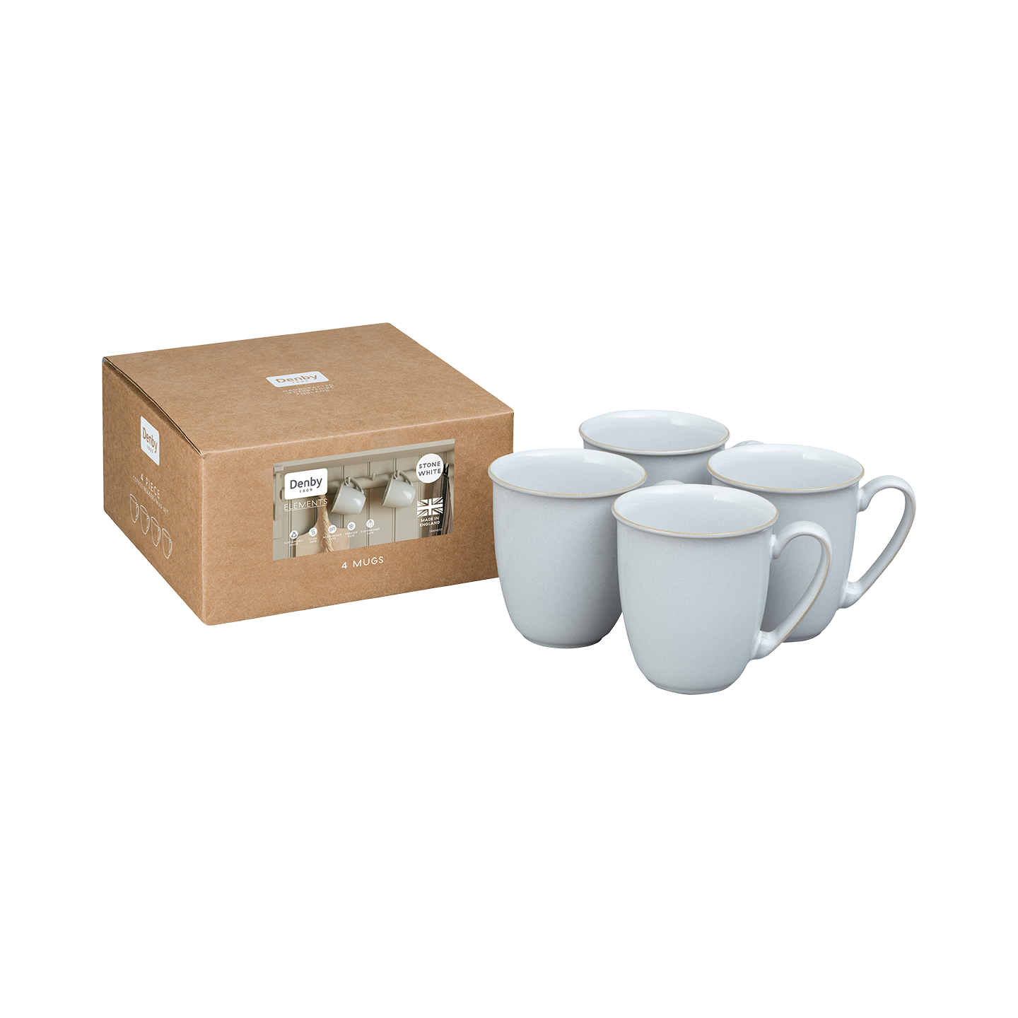 Elements Stone White Coffee Beaker/Mug - Set Of 4