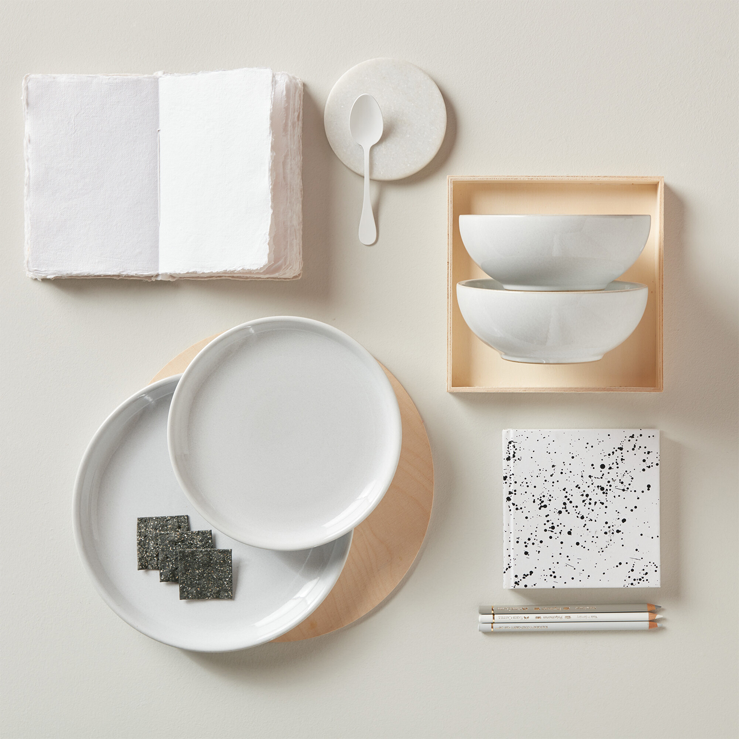 Elements Stone White Coupe Medium Plates - Set Of 4