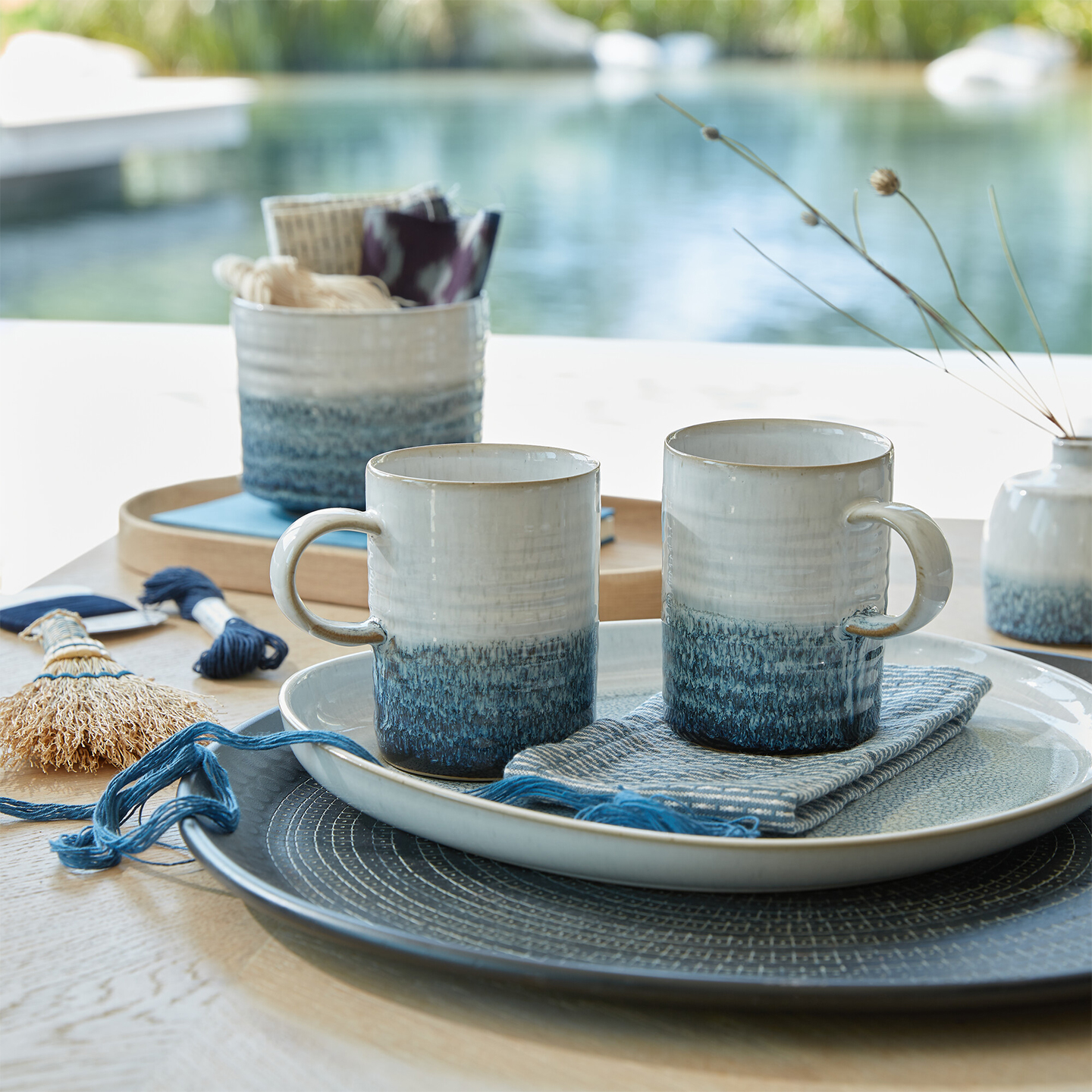 Kiln Blue Ridged Mug