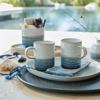 Kiln Blue Ridged Mug