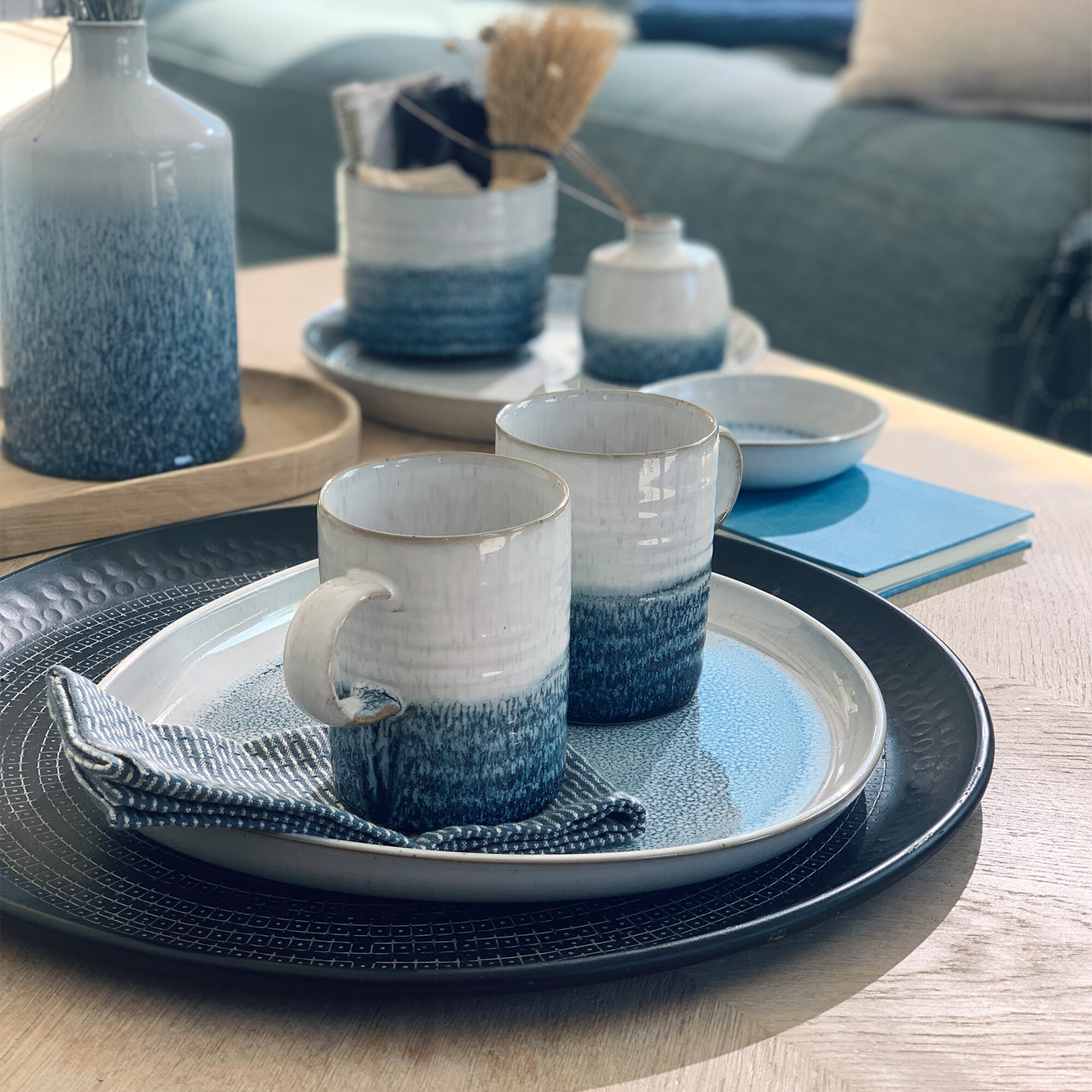 Kiln Blue Ridged Mug