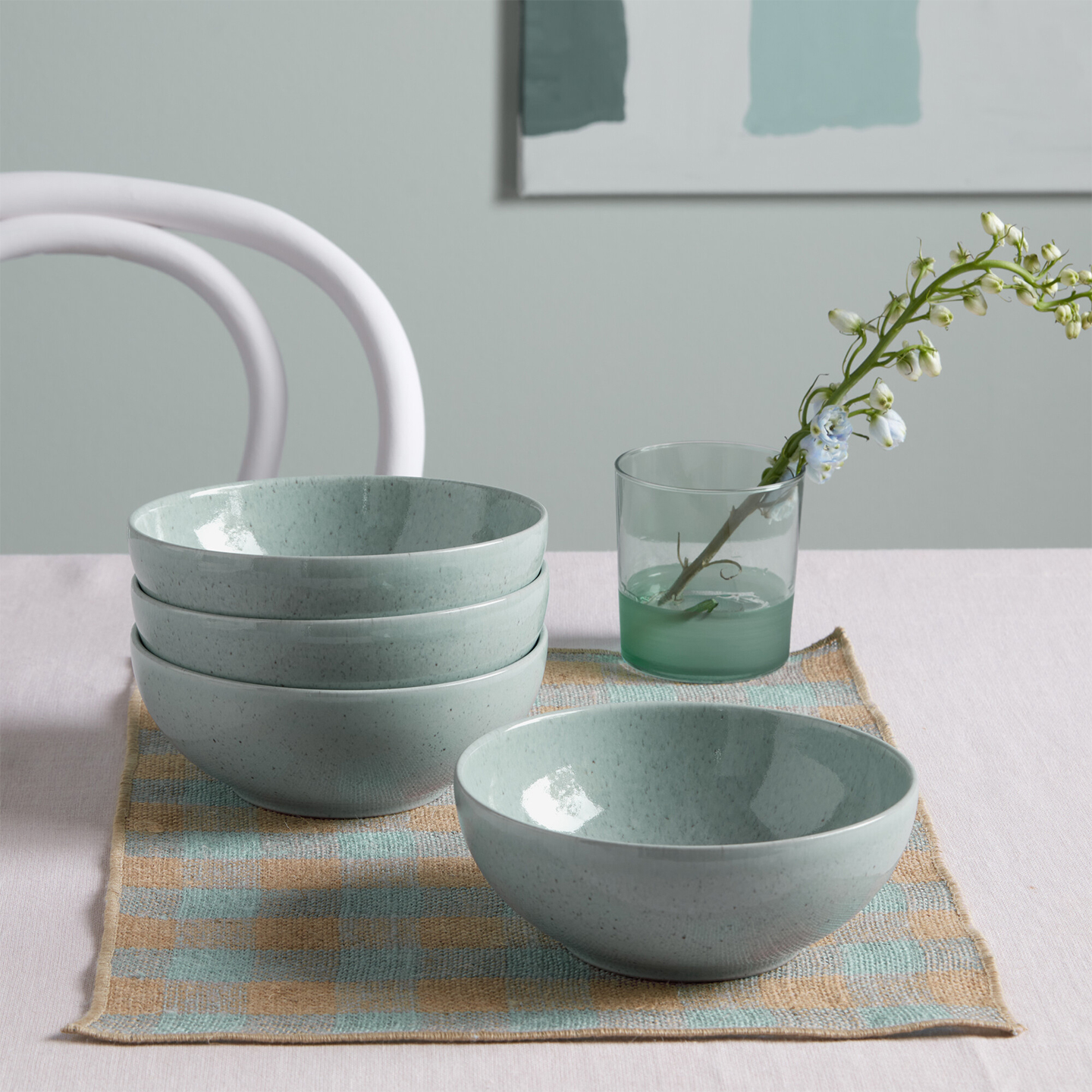 Teal Speckle Cereal Bowls - Set Of 4