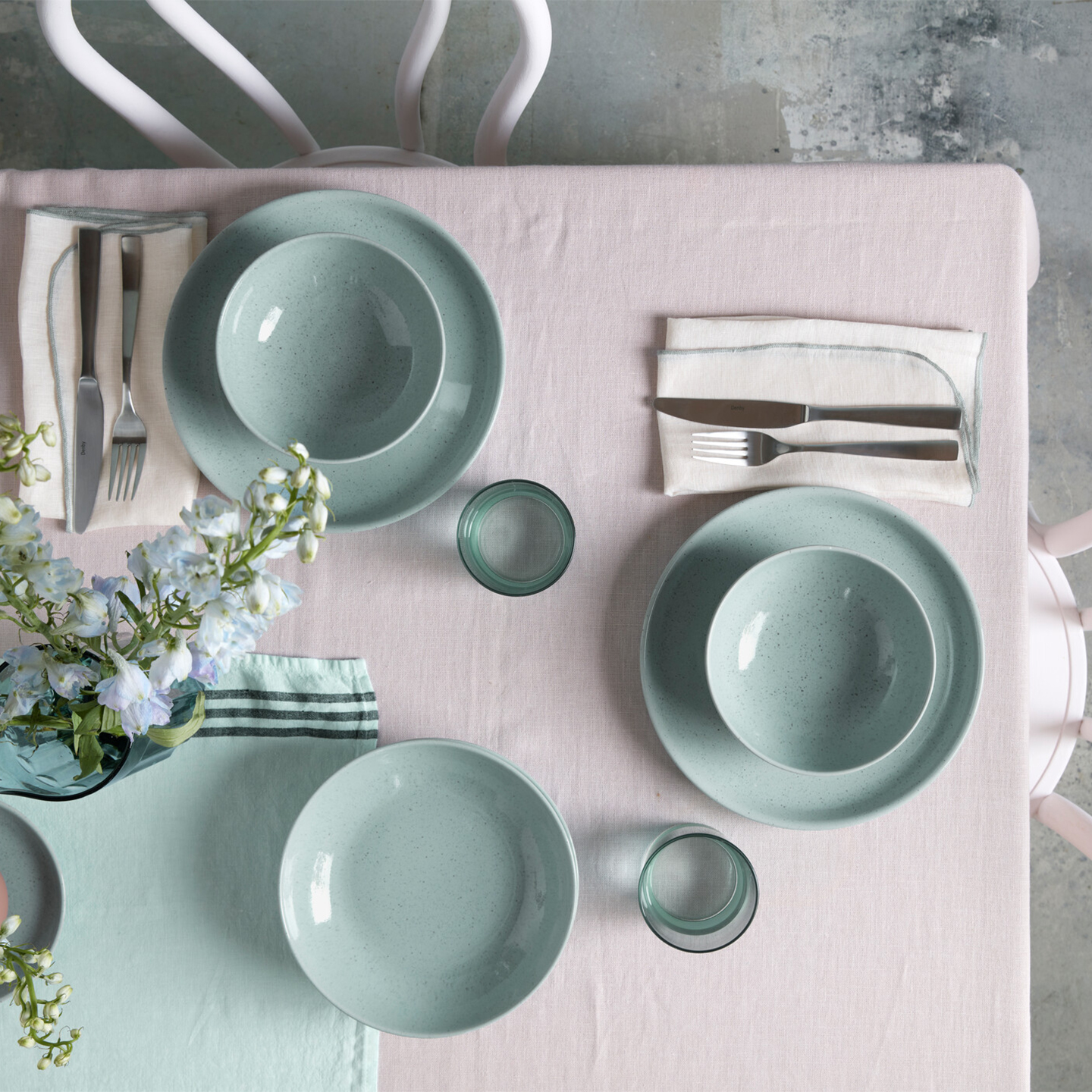 Teal Speckle Cereal Bowls - Set Of 4