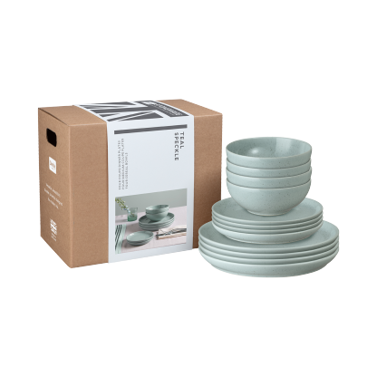 Teal Speckle 12 Piece Dinner Set