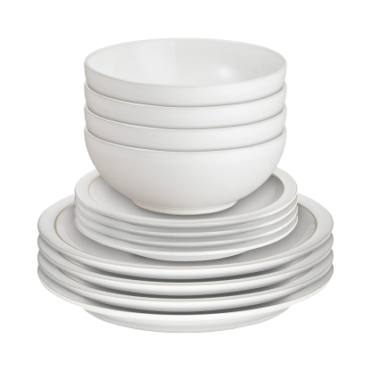 Cotton White 12 Piece Dinner Set