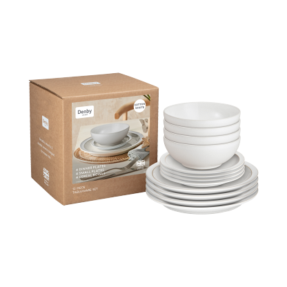 Cotton White 12 Piece Dinner Set