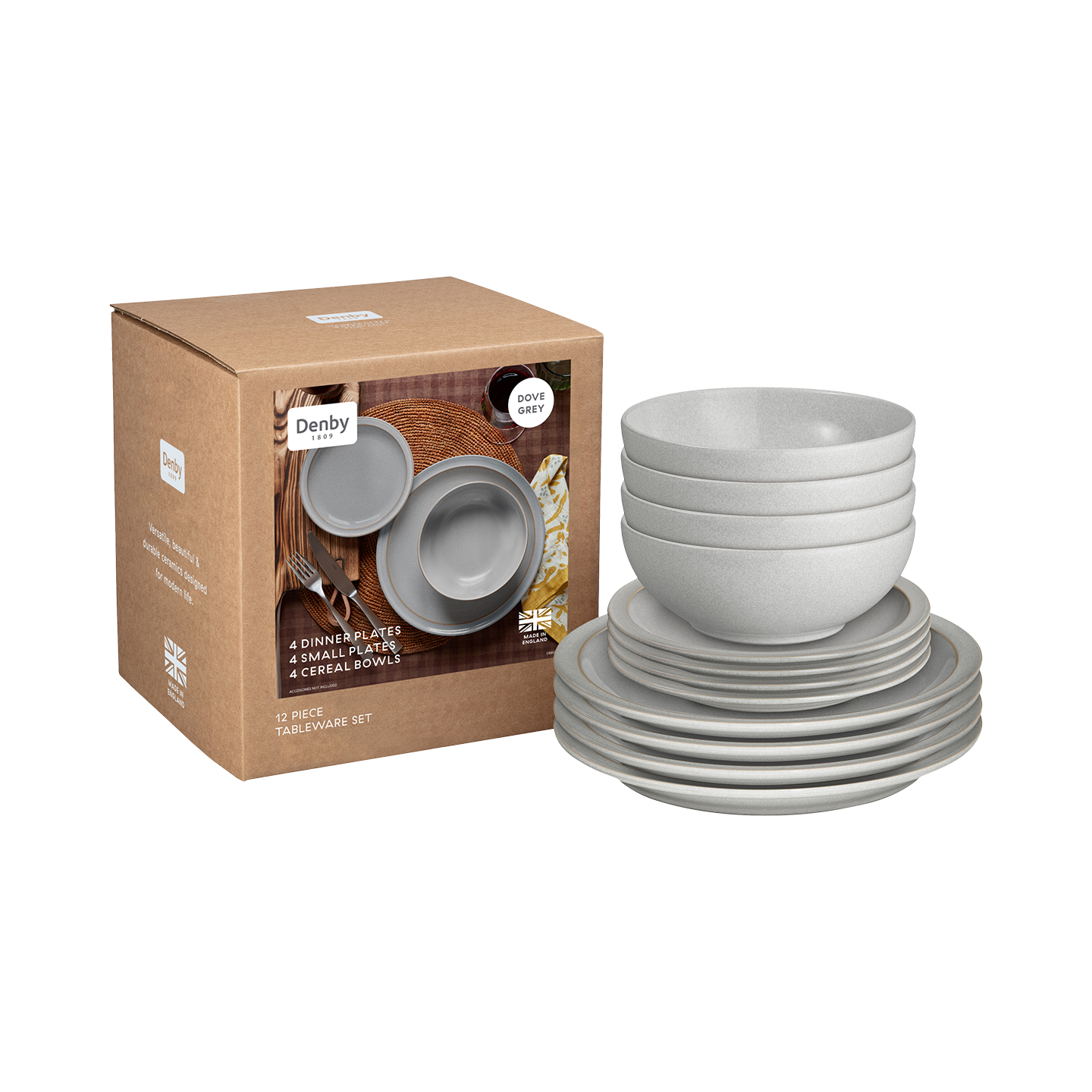 Dove Grey 12 Piece Dinner Set