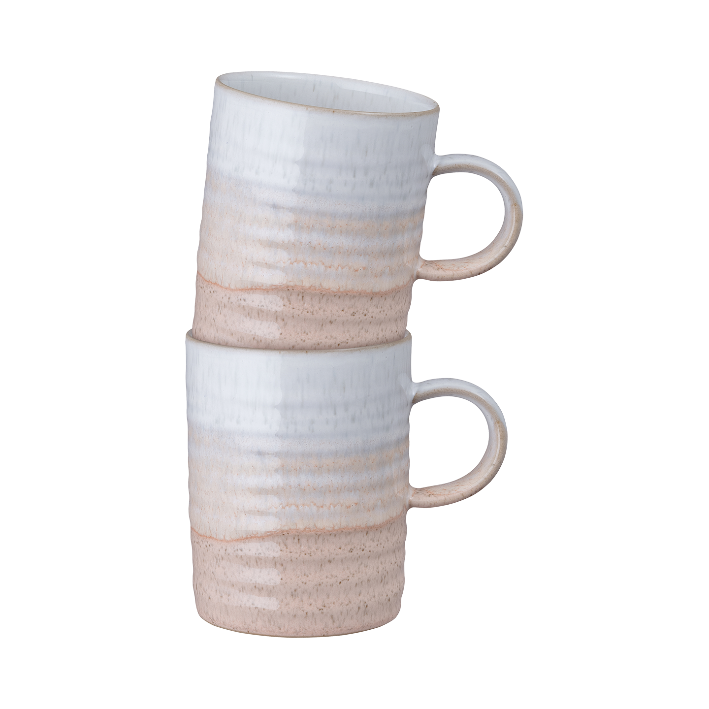 Kiln Coral Ridged Mugs - Set Of 2
