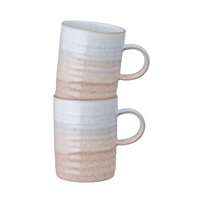 Kiln Coral Ridged Mugs - Set Of 2