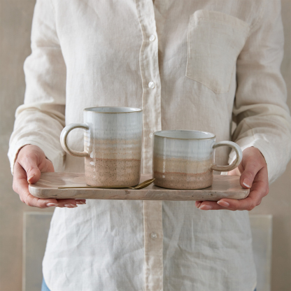 Kiln Coral Ridged Mugs - Set Of 2