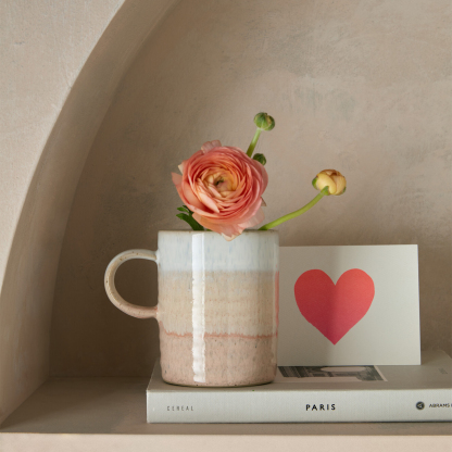 Kiln Coral Ridged Mugs - Set Of 2