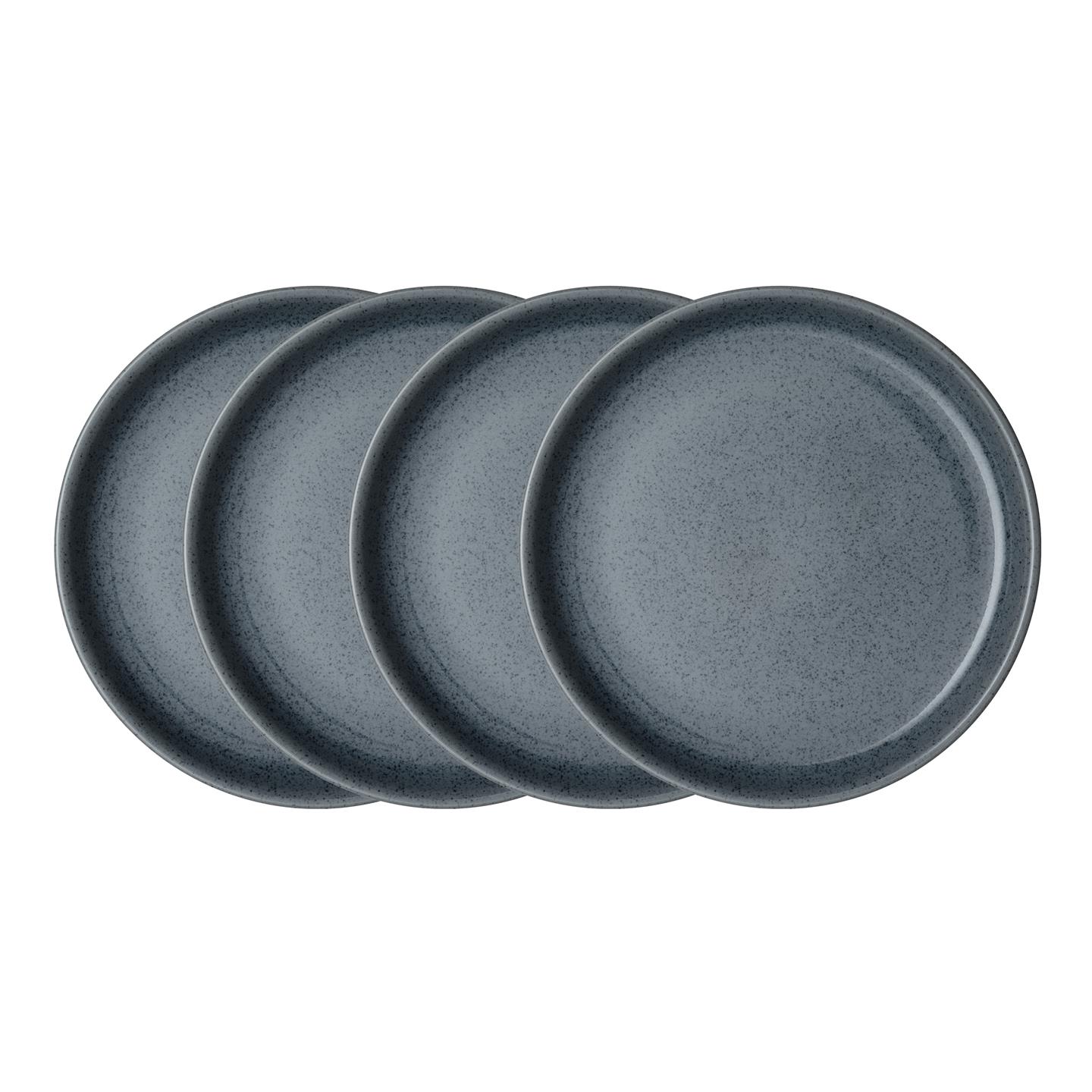Dark Grey Speckle Coupe Dinner Plates - Set Of 4