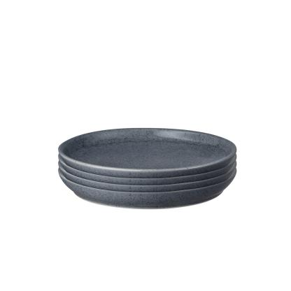Dark Grey Speckle Coupe Medium Plates - Set Of 4