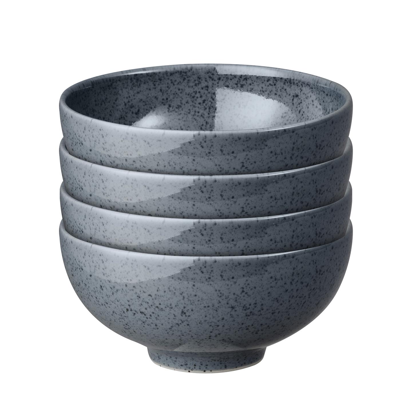 Dark Grey Speckle Rice Bowls - Set Of 4